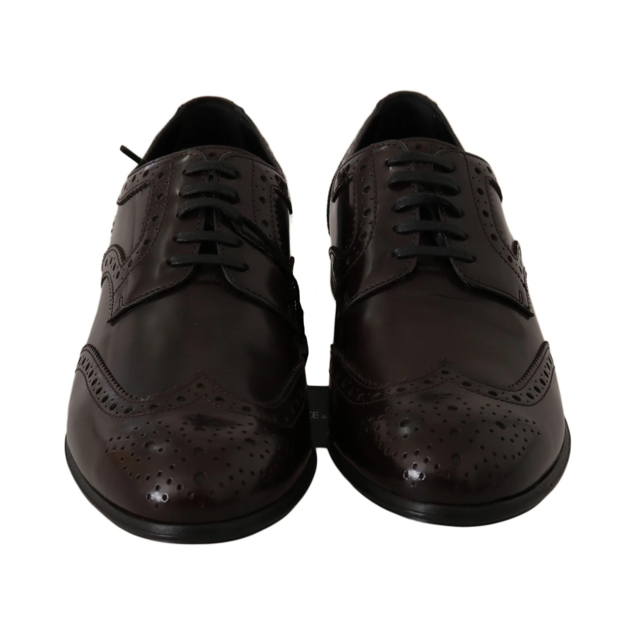 Brown Leather Broques Oxford Wingtip Shoes