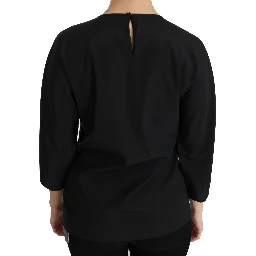 Black #dgfamily Top T-shirt Silk Blouse
