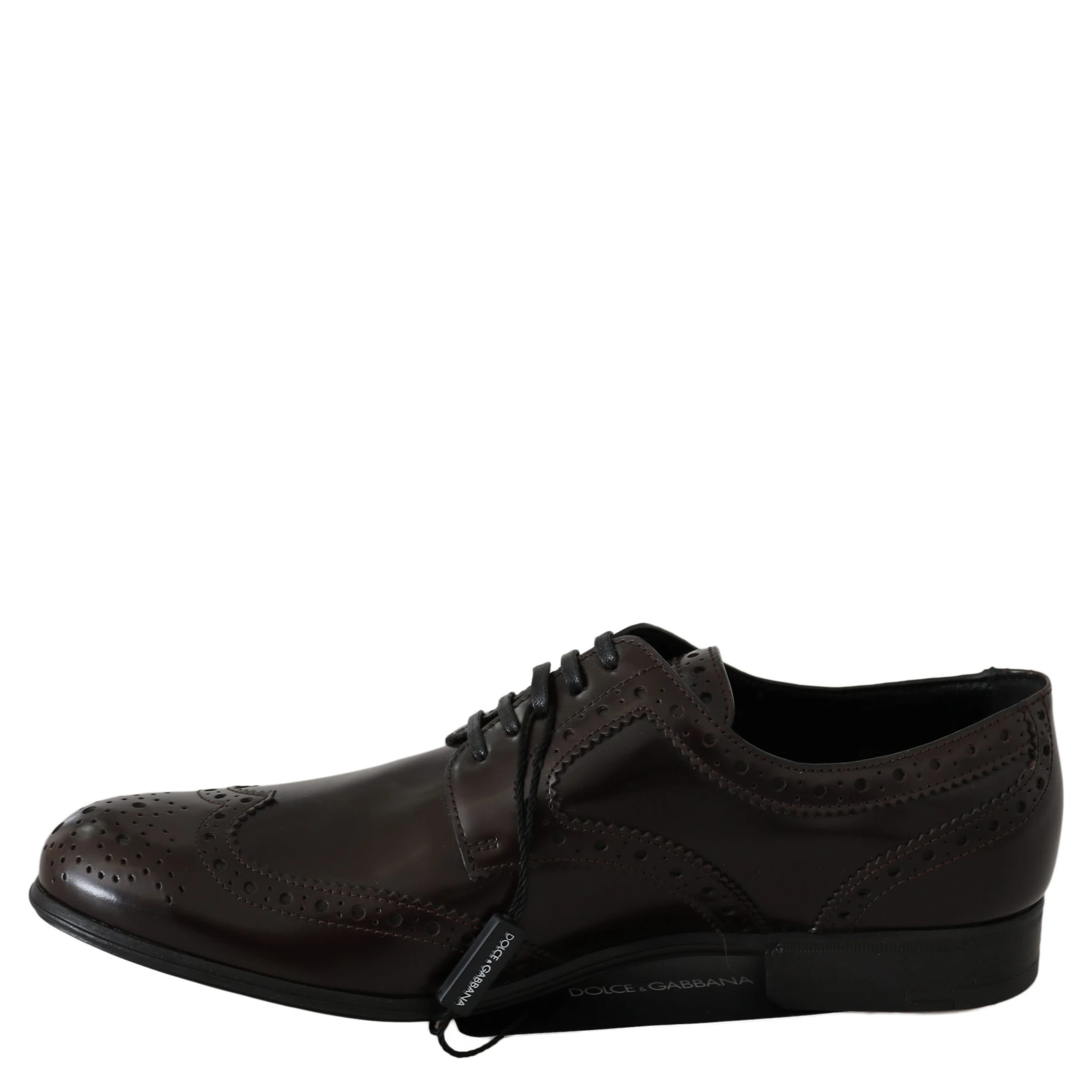 Brown Leather Broques Oxford Wingtip Shoes