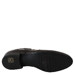 Brown Leather Broques Oxford Wingtip Shoes