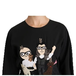 Black #dgfamily Top T-shirt Silk Blouse