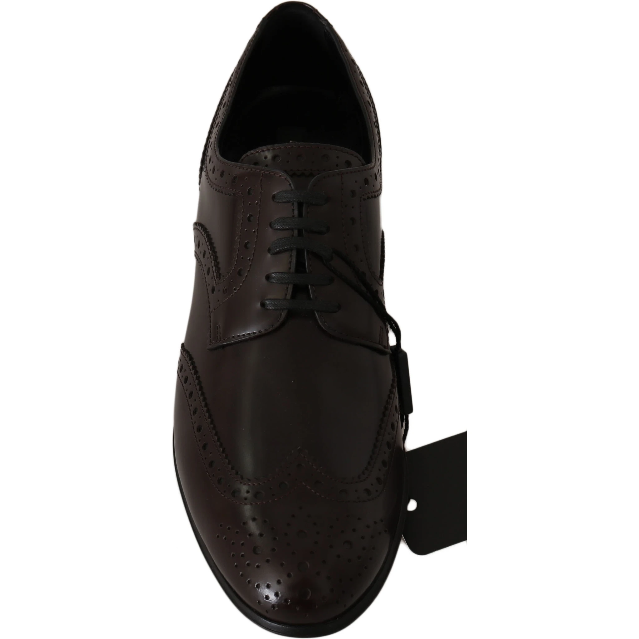 Brown Leather Broques Oxford Wingtip Shoes