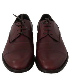 Red Bordeaux Leather Derby Formal Shoes