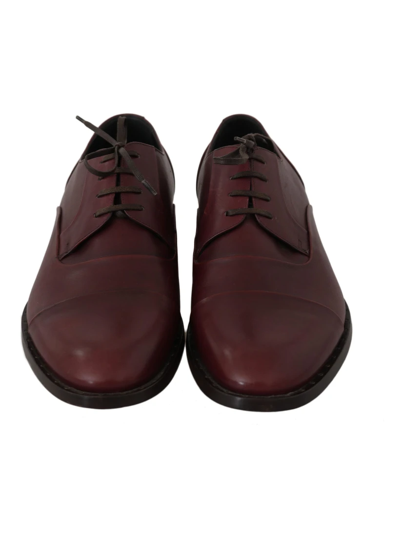 Red Bordeaux Leather Derby Formal Shoes