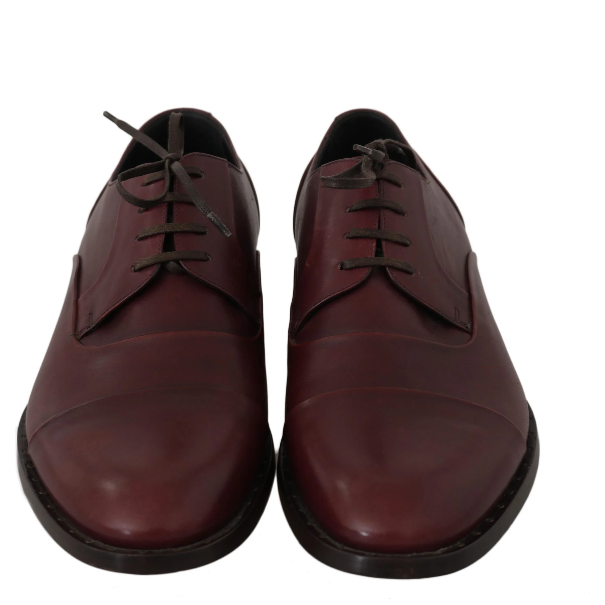 Red Bordeaux Leather Derby Formal Shoes
