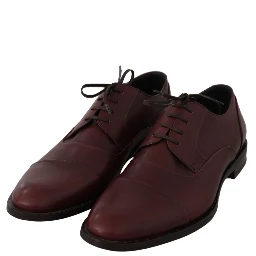 Red Bordeaux Leather Derby Formal Shoes