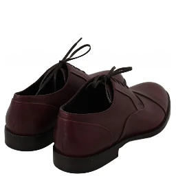 Red Bordeaux Leather Derby Formal Shoes