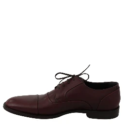 Red Bordeaux Leather Derby Formal Shoes