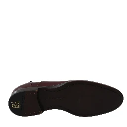 Red Bordeaux Leather Derby Formal Shoes