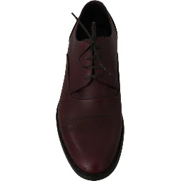 Red Bordeaux Leather Derby Formal Shoes