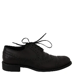 Black Leather Wingtip Oxford Dress  Shoes