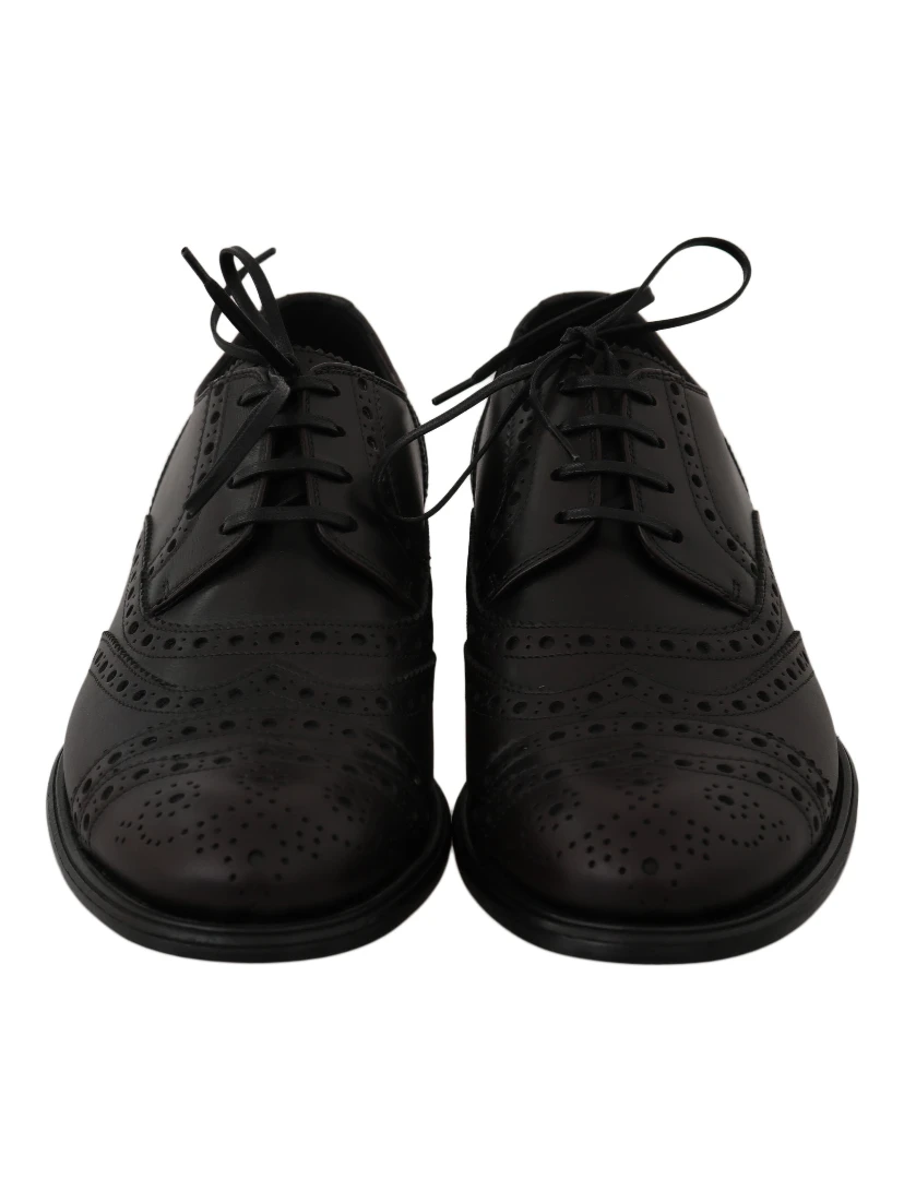 Black Leather Wingtip Oxford Dress Shoes