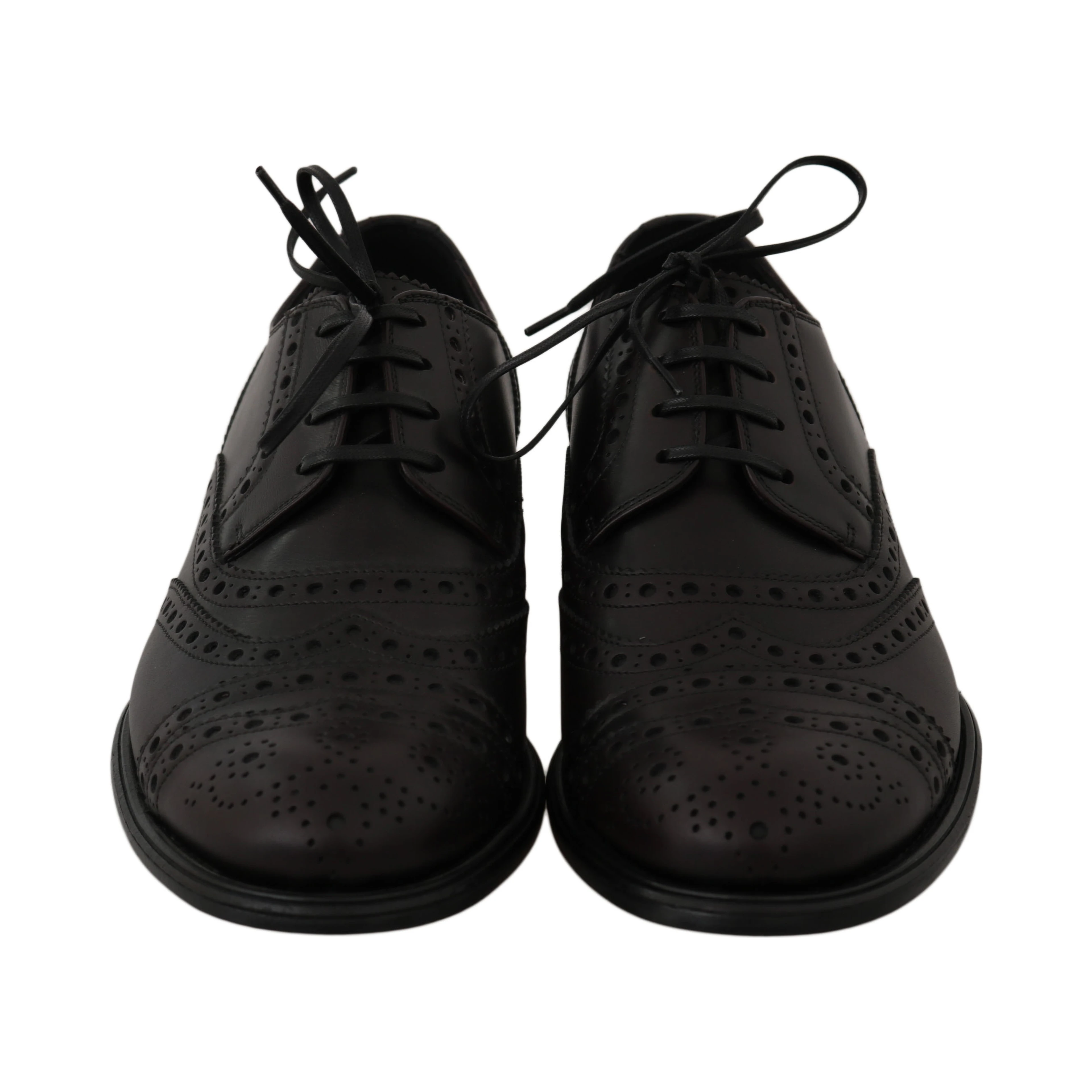 Black Leather Wingtip Oxford Dress Shoes