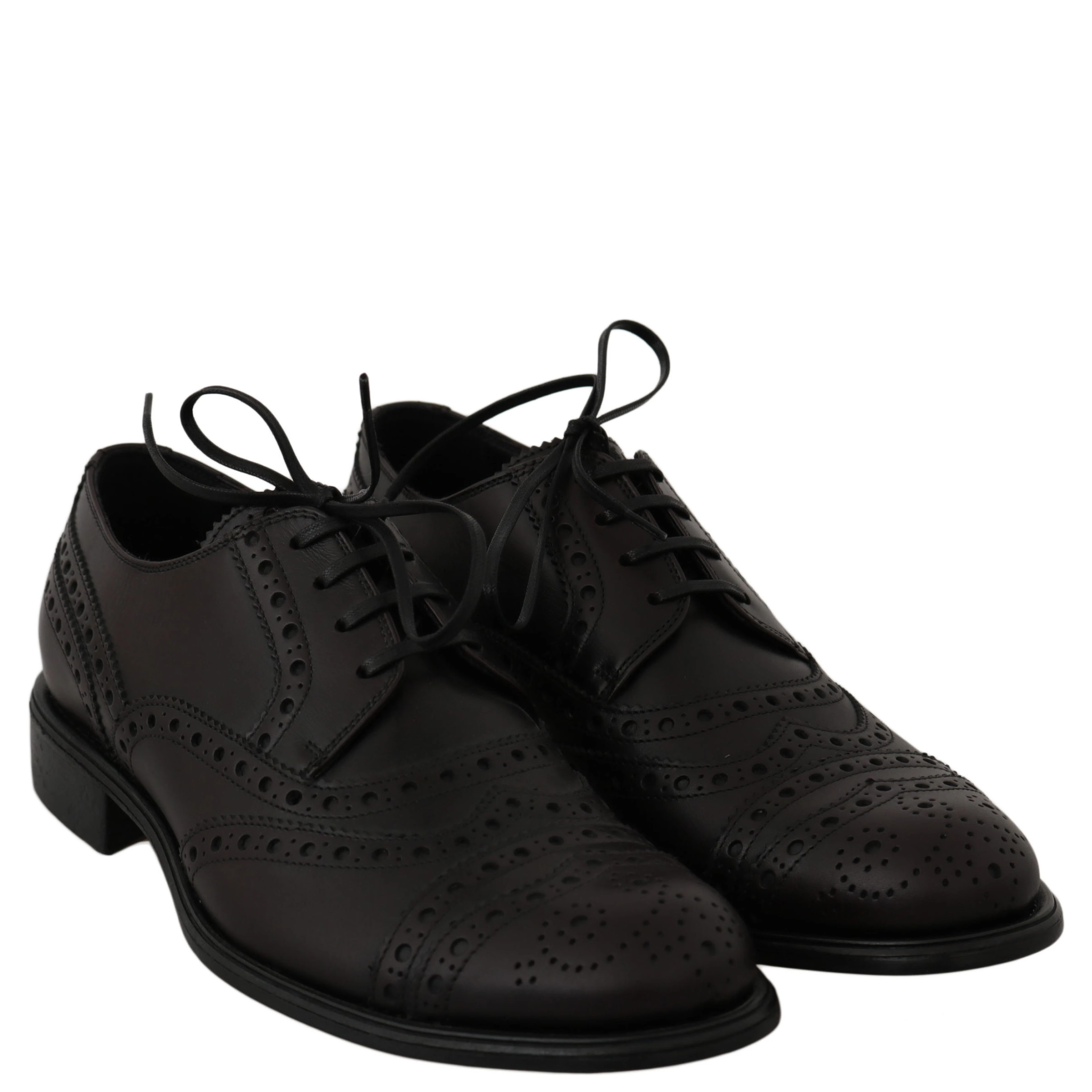 Black Leather Wingtip Oxford Dress Shoes
