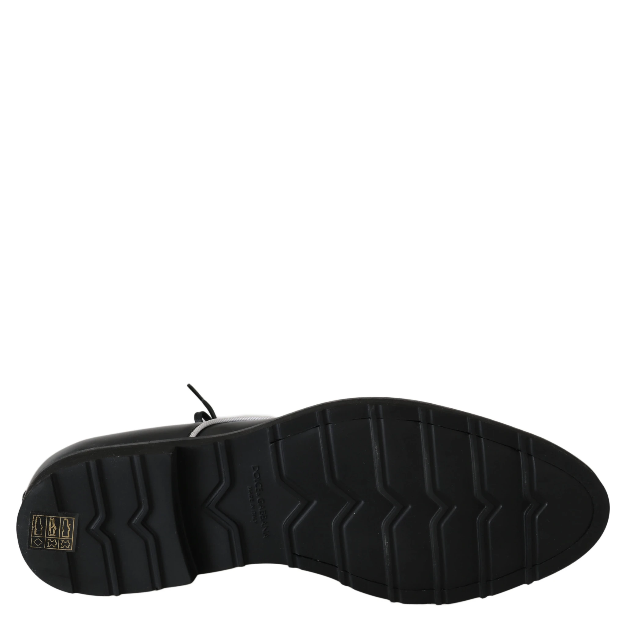 Black Leather White Line Dress Derby Shoes