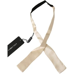 Beige Slim Skinny Men Necktie 100% Silk Bowtie