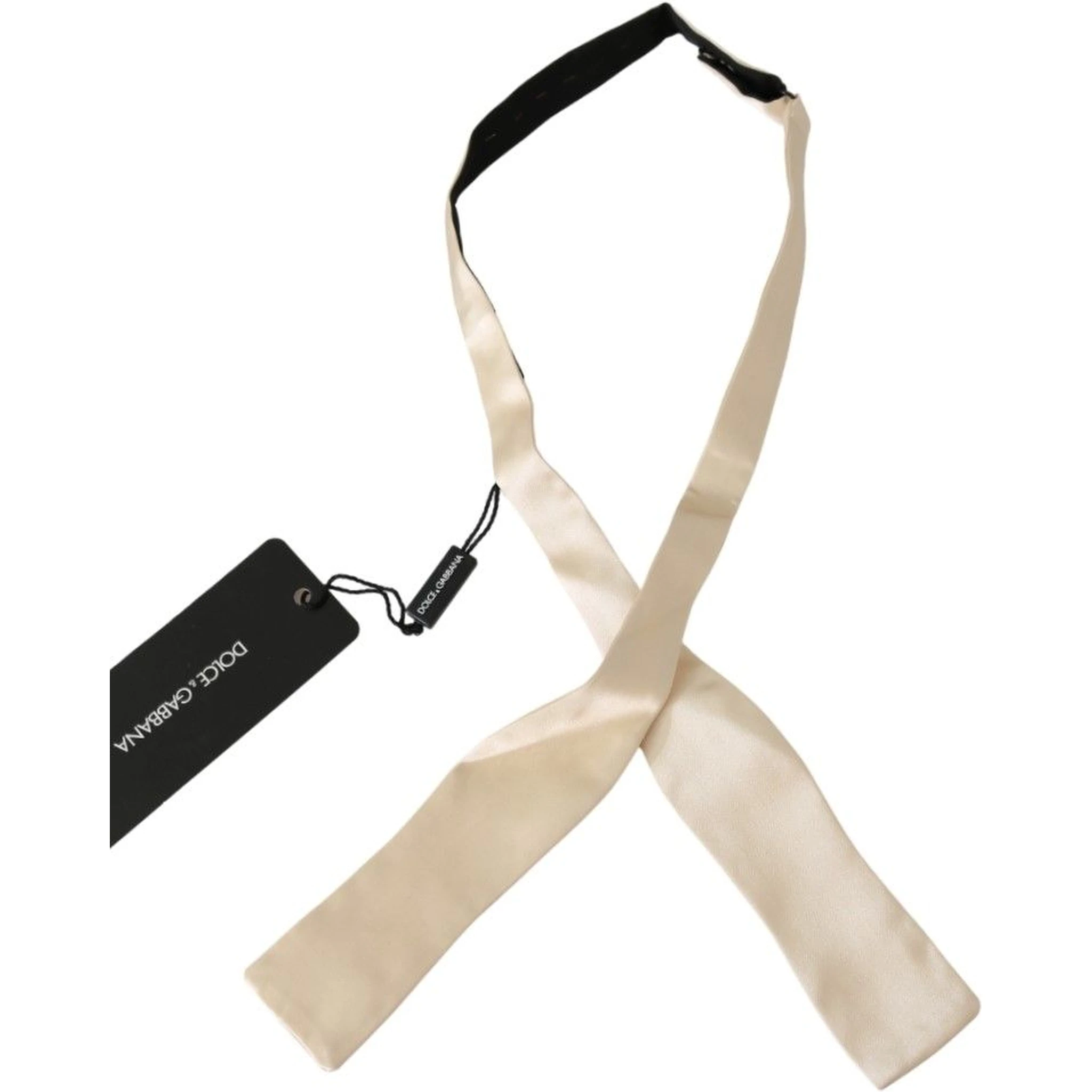 Beige Slim Skinny Men Necktie 100% Silk Bowtie