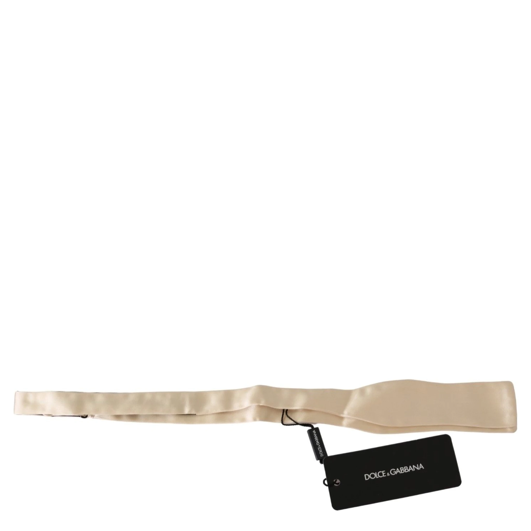 Beige Slim Skinny Men Necktie 100% Silk Bowtie