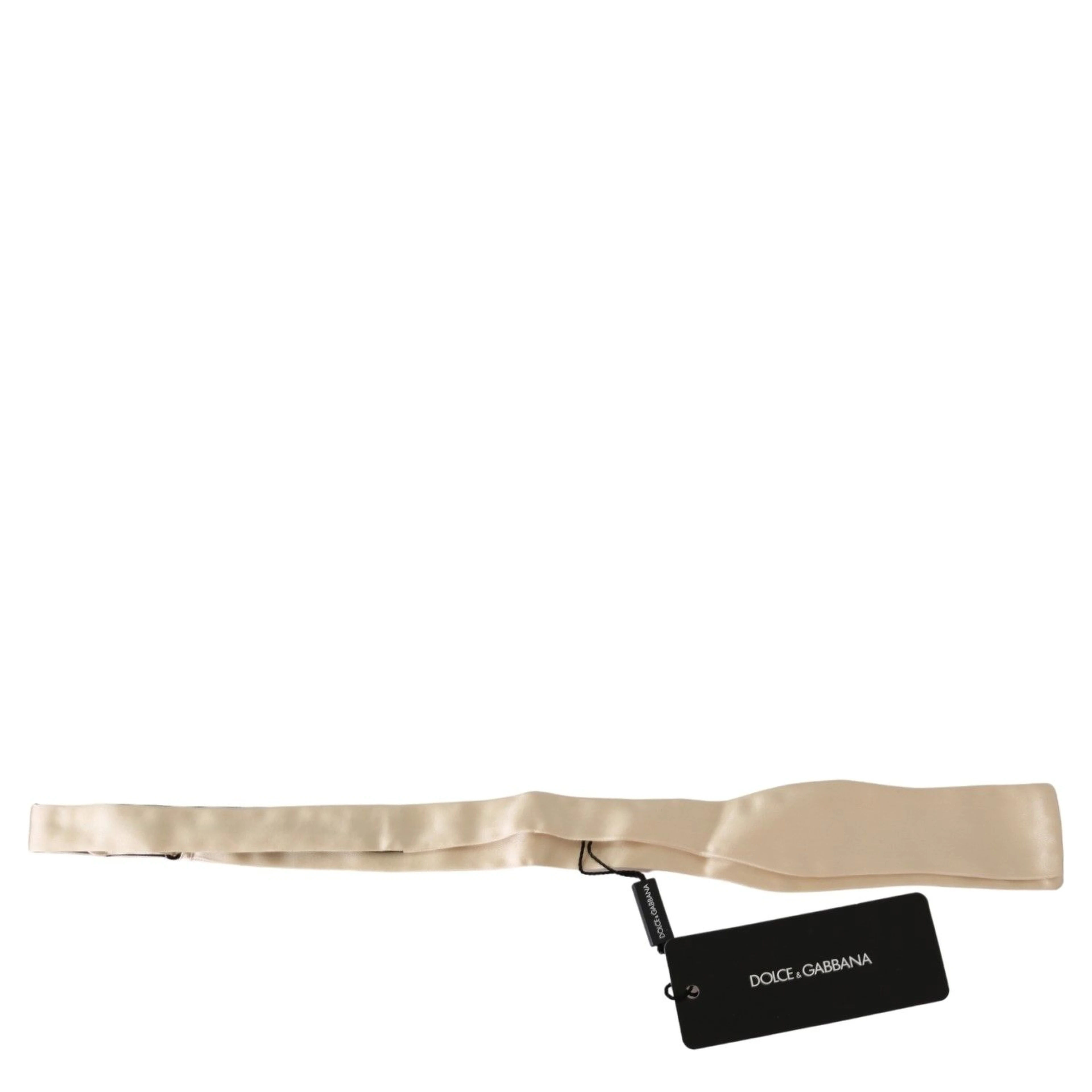 Beige Slim Skinny Men Necktie 100% Silk Bowtie