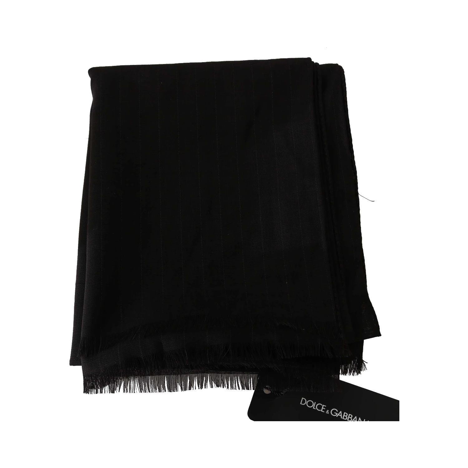 Dark Gray Virgin Wool Striped Pattern Wrap Scarf