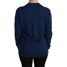 Blue Button Cardigan Virgin Wool Sweater