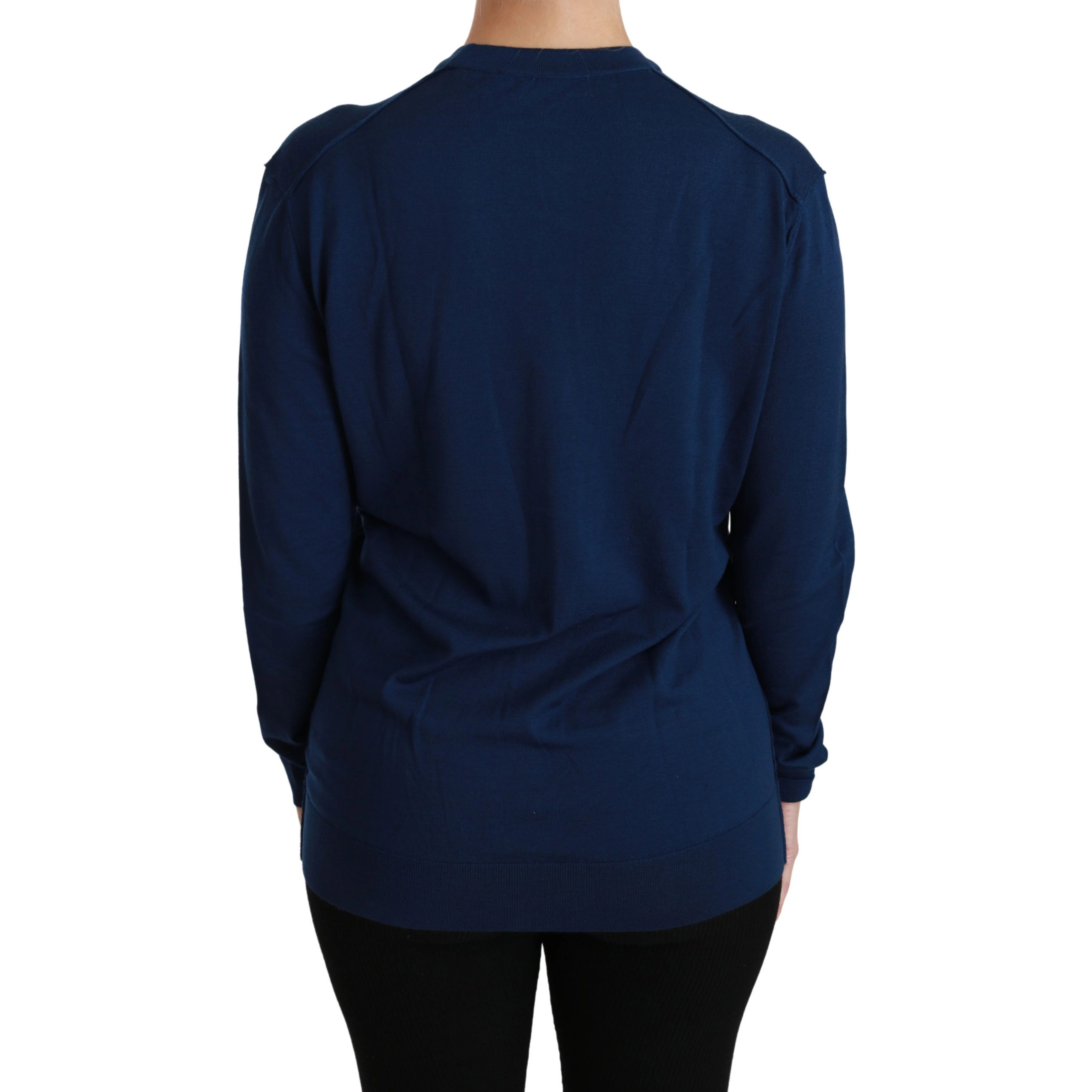 Blue Button Cardigan Virgin Wool Sweater
