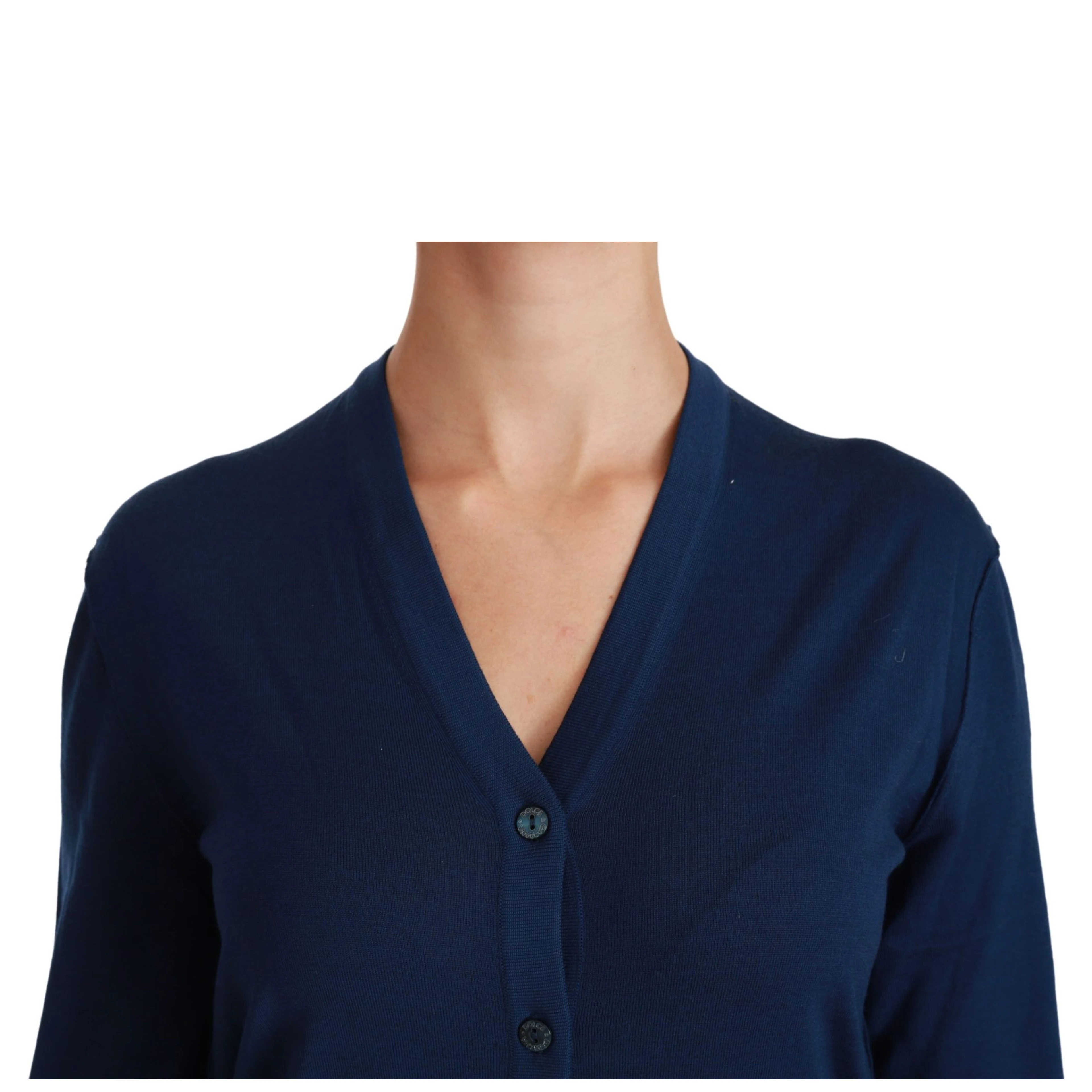 Blue Button Cardigan Virgin Wool Sweater