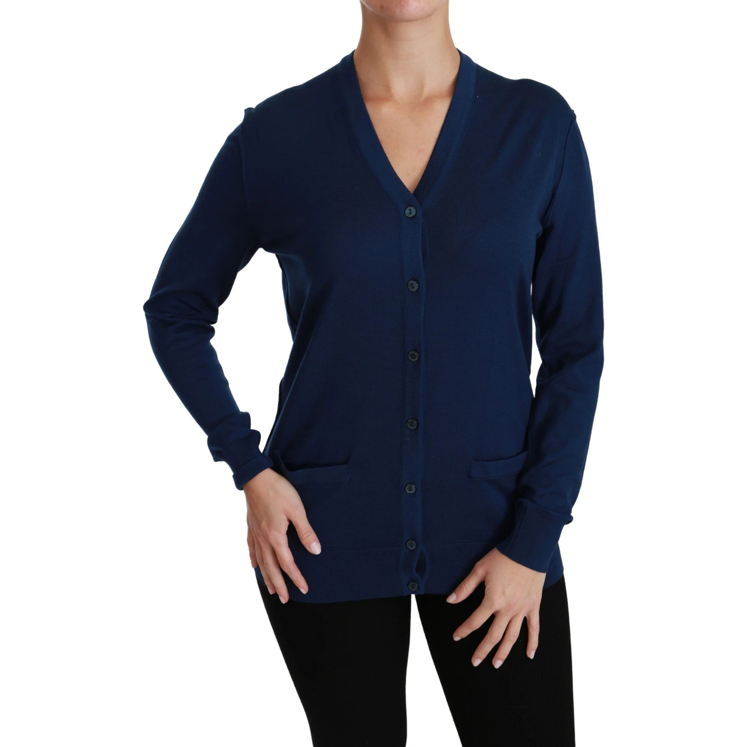Blue Button Cardigan Virgin Wool Sweater