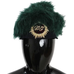 Green Fur DG Logo Embroidered Cloche Hat