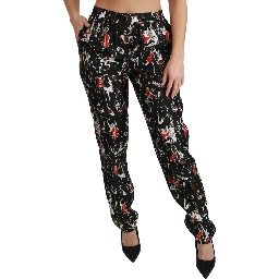 Black Silk Instrument Mid Waist Pants