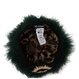Green Fur DG Logo Embroidered Cloche Hat