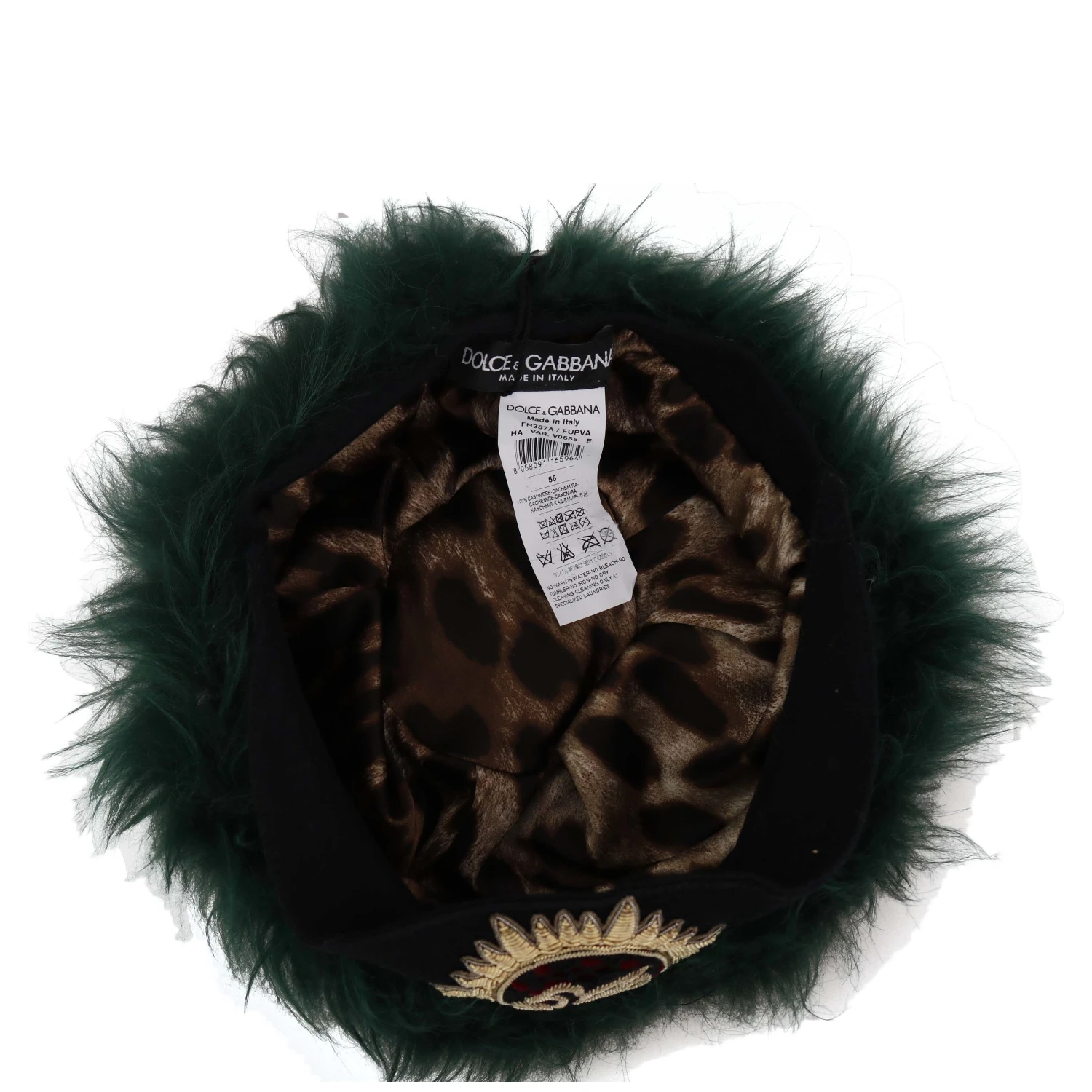 Green Fur DG Logo Embroidered Cloche Hat