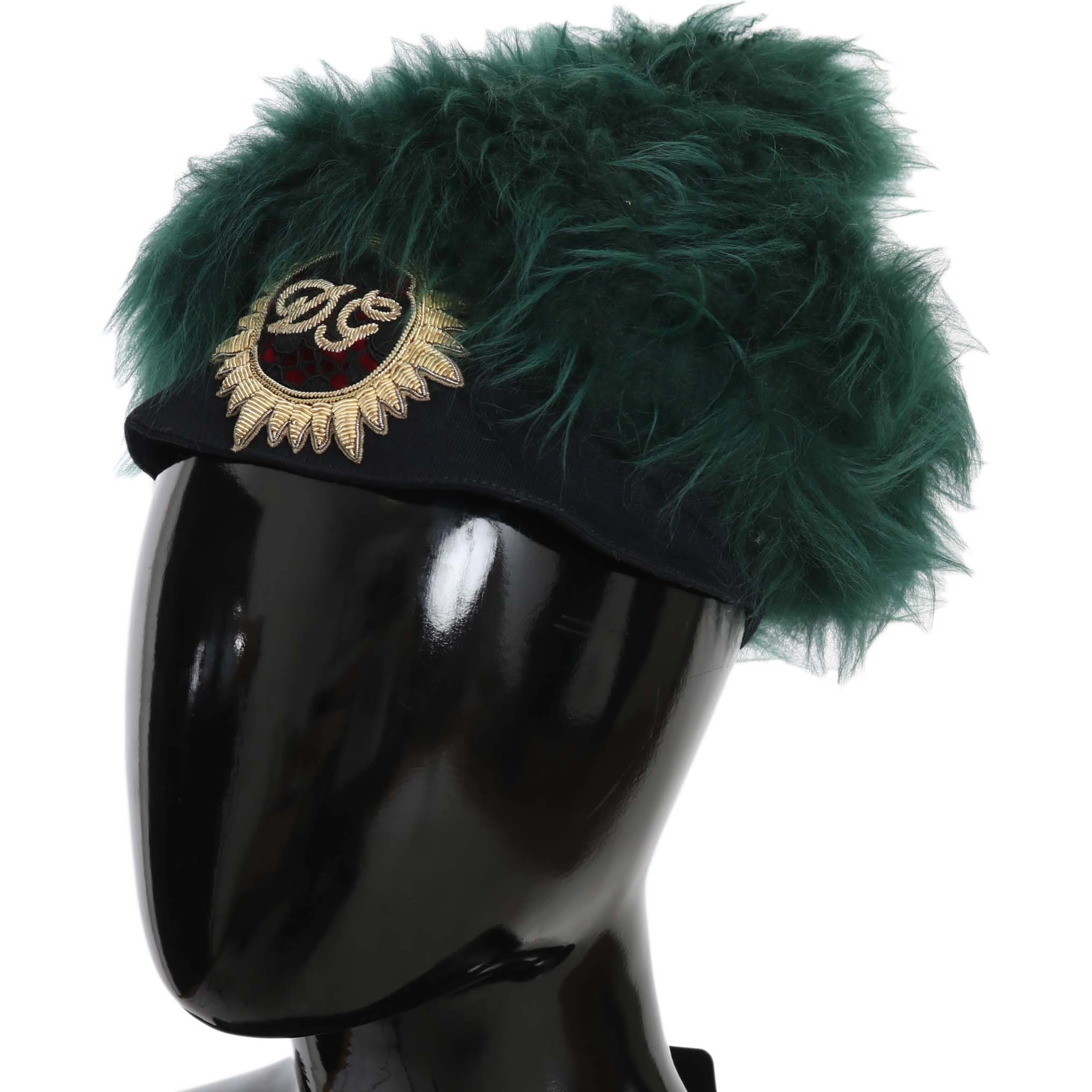 Green Fur DG Logo Embroidered Cloche Hat