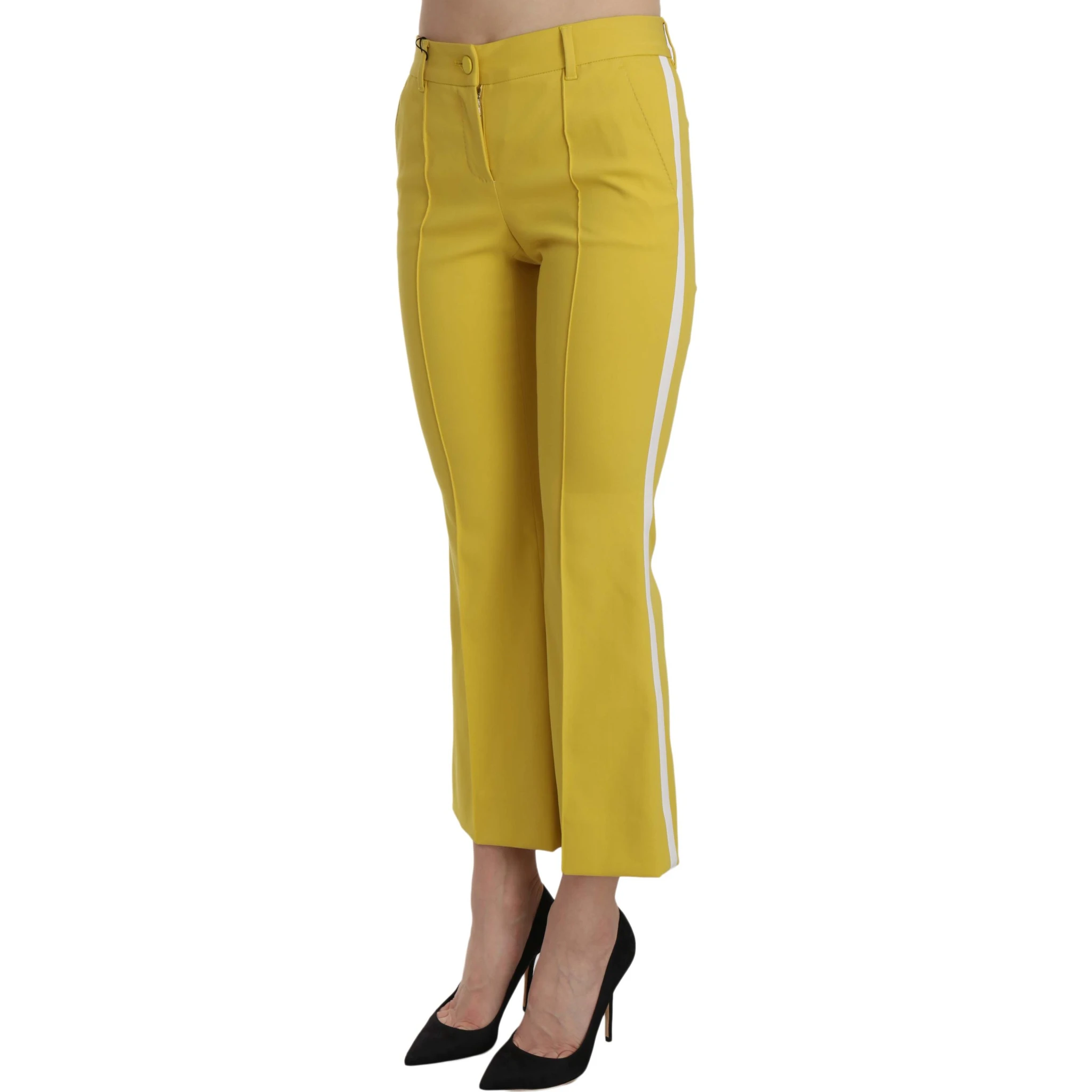 Yellow Flared Bootcut Capri Cotton Pants