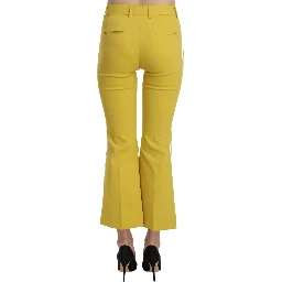 Yellow Flared Bootcut Capri Cotton Pants