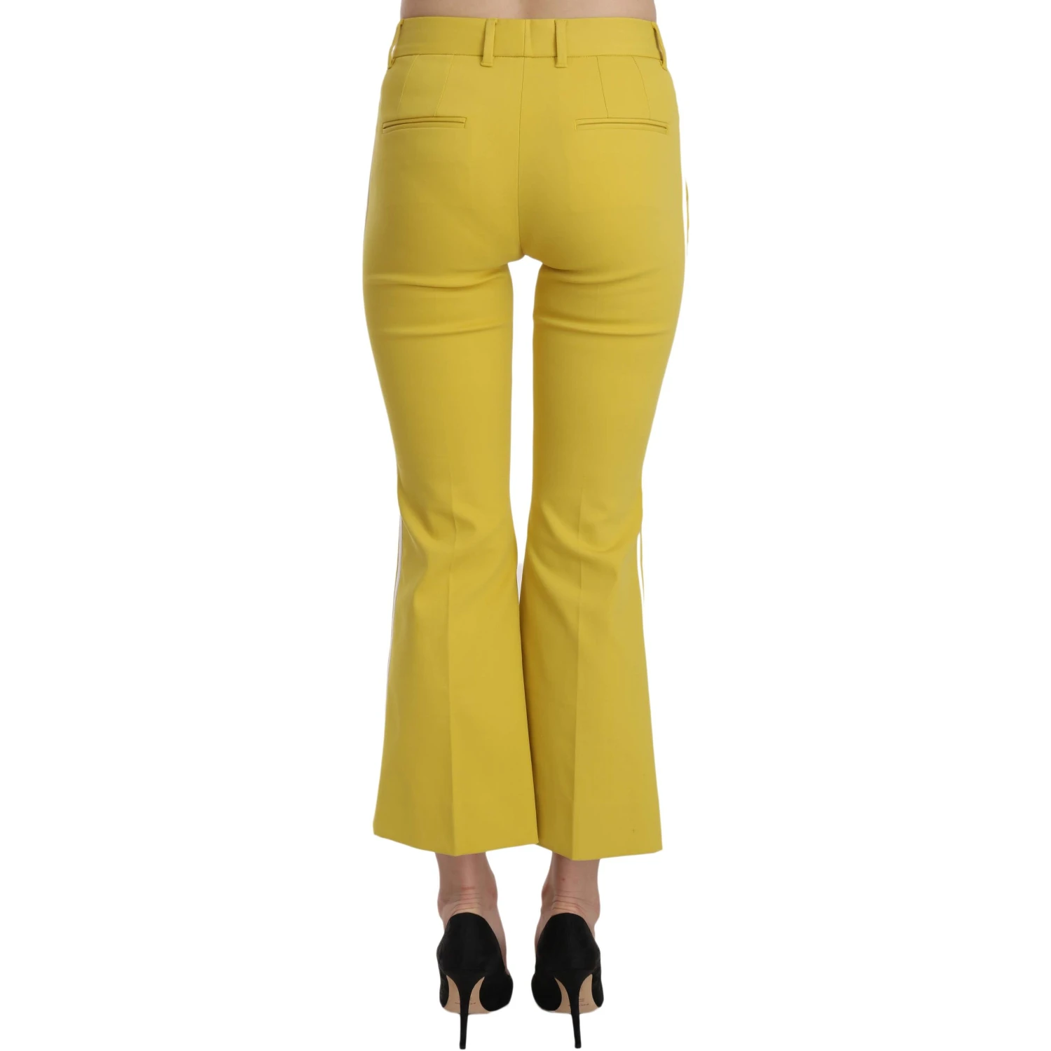 Yellow Flared Bootcut Capri Cotton Pants