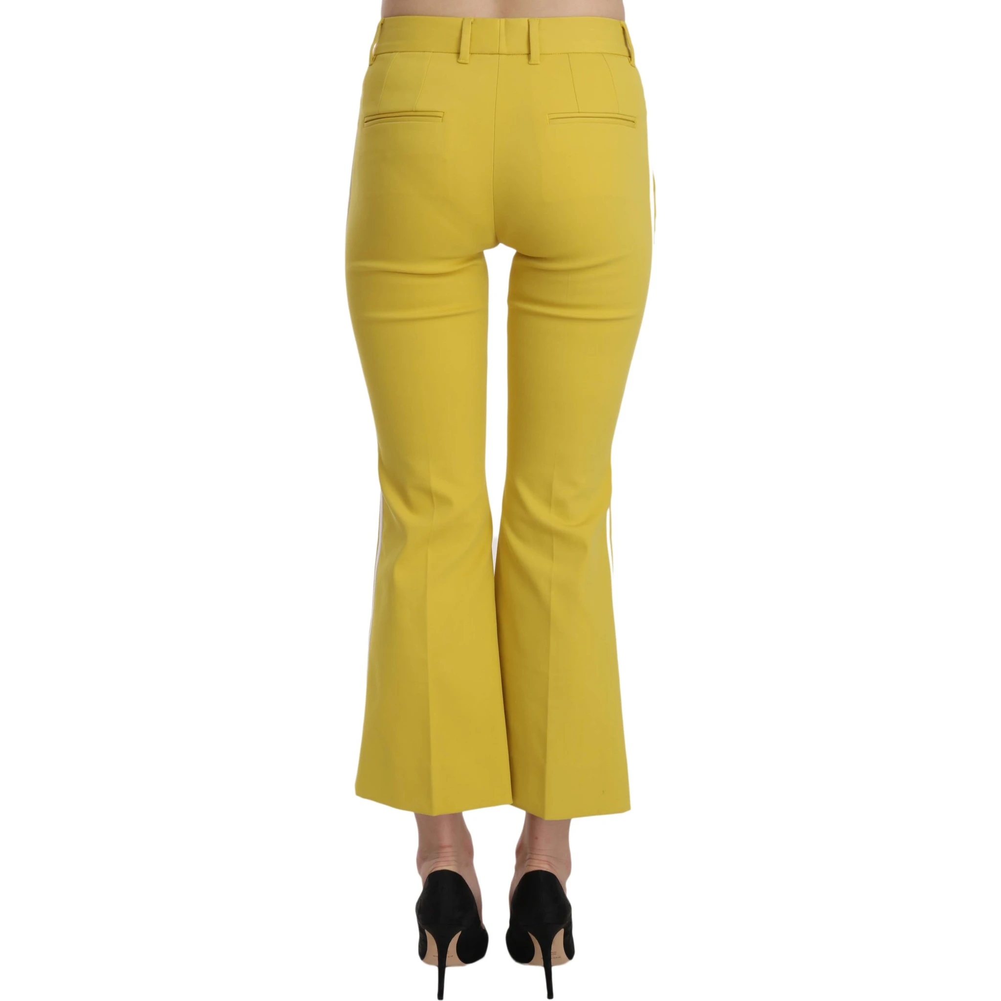 Yellow Flared Bootcut Capri Cotton Pants