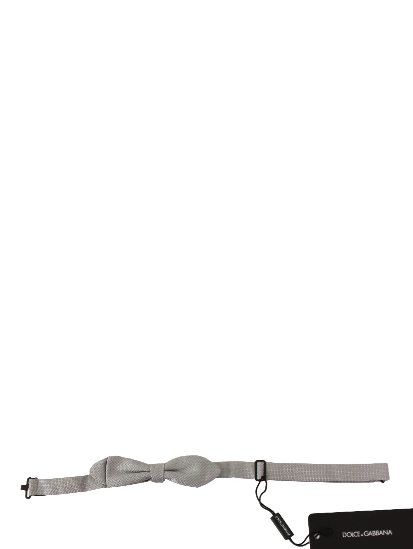 Gray 100% Silk Faille Adjustable Neck Bow Tie Papillon