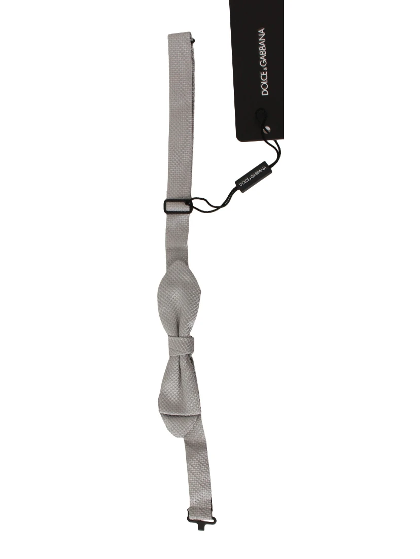 Gray 100% Silk Faille Adjustable Neck Bow Tie Papillon