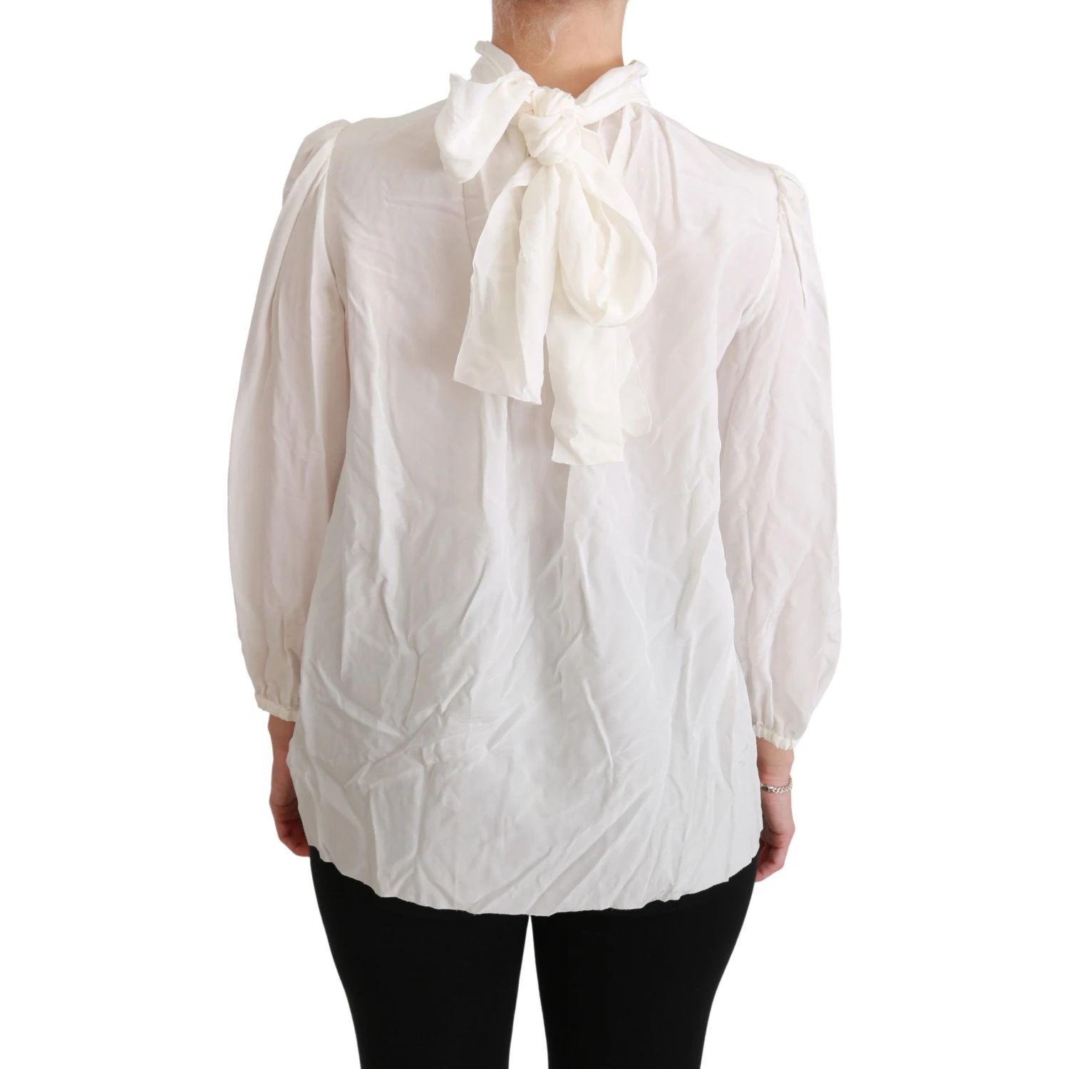 White Turtle Neck Blouse Shirt Silk Top