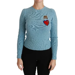 Blue Wool Queen Heart Pullover Sweater