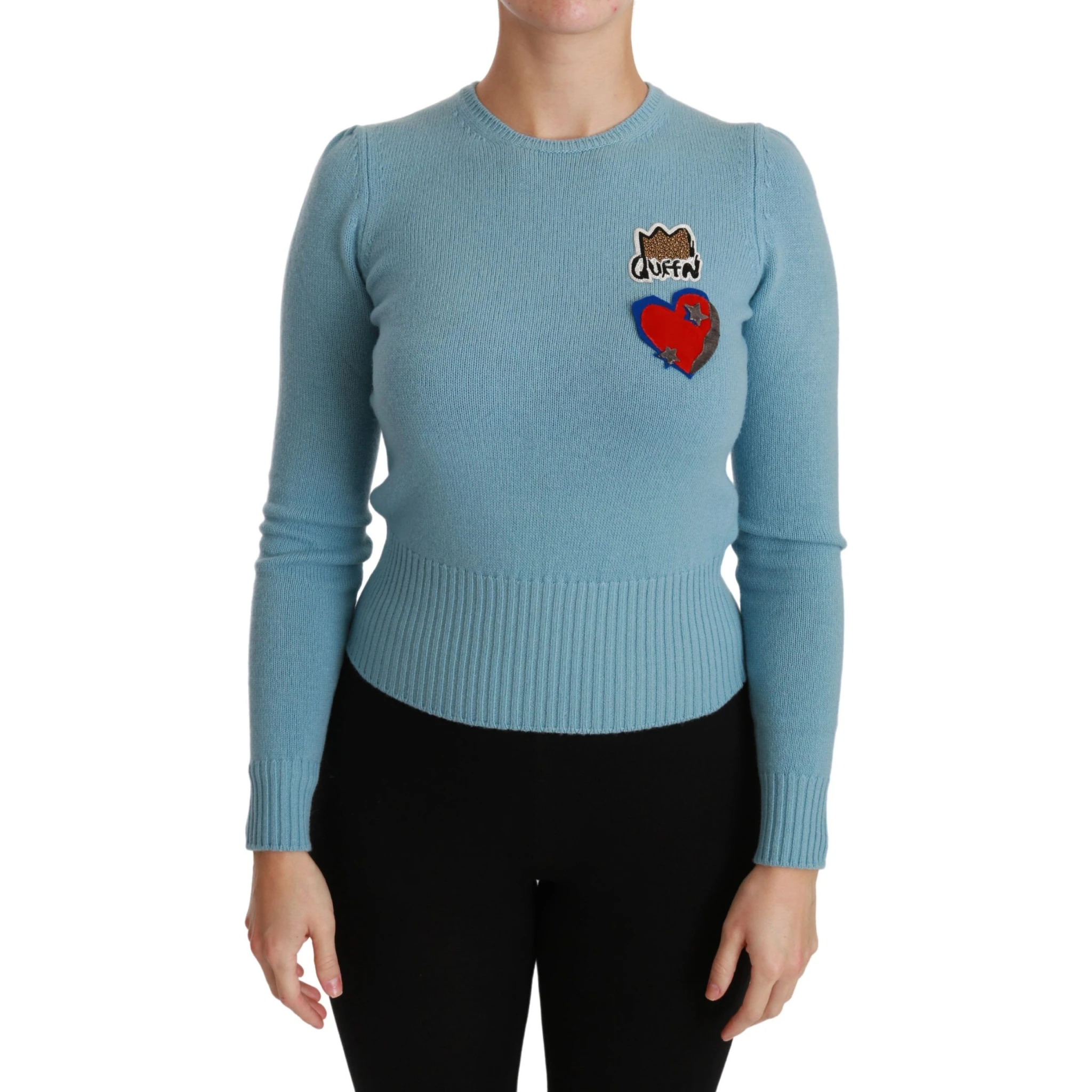 Blue Wool Queen Heart Pullover Sweater