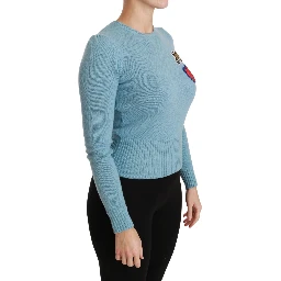 Blue Wool Queen Heart Pullover Sweater