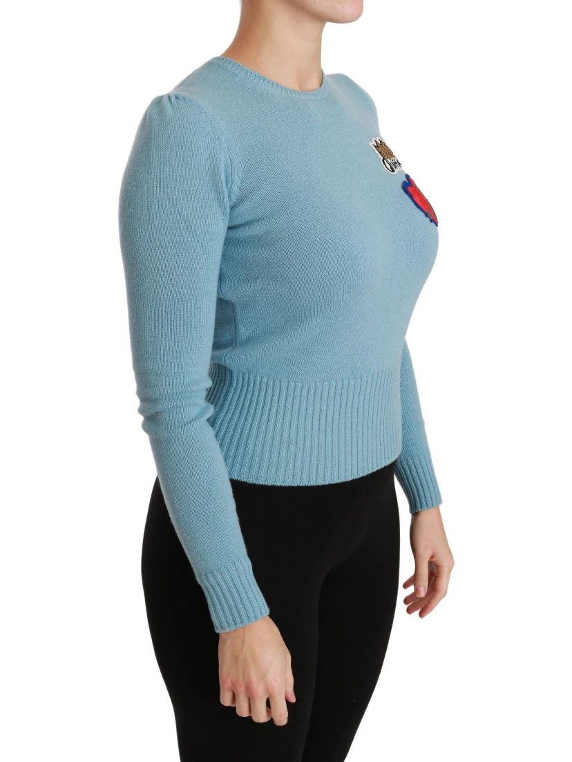 Blue Wool Queen Heart Pullover Sweater