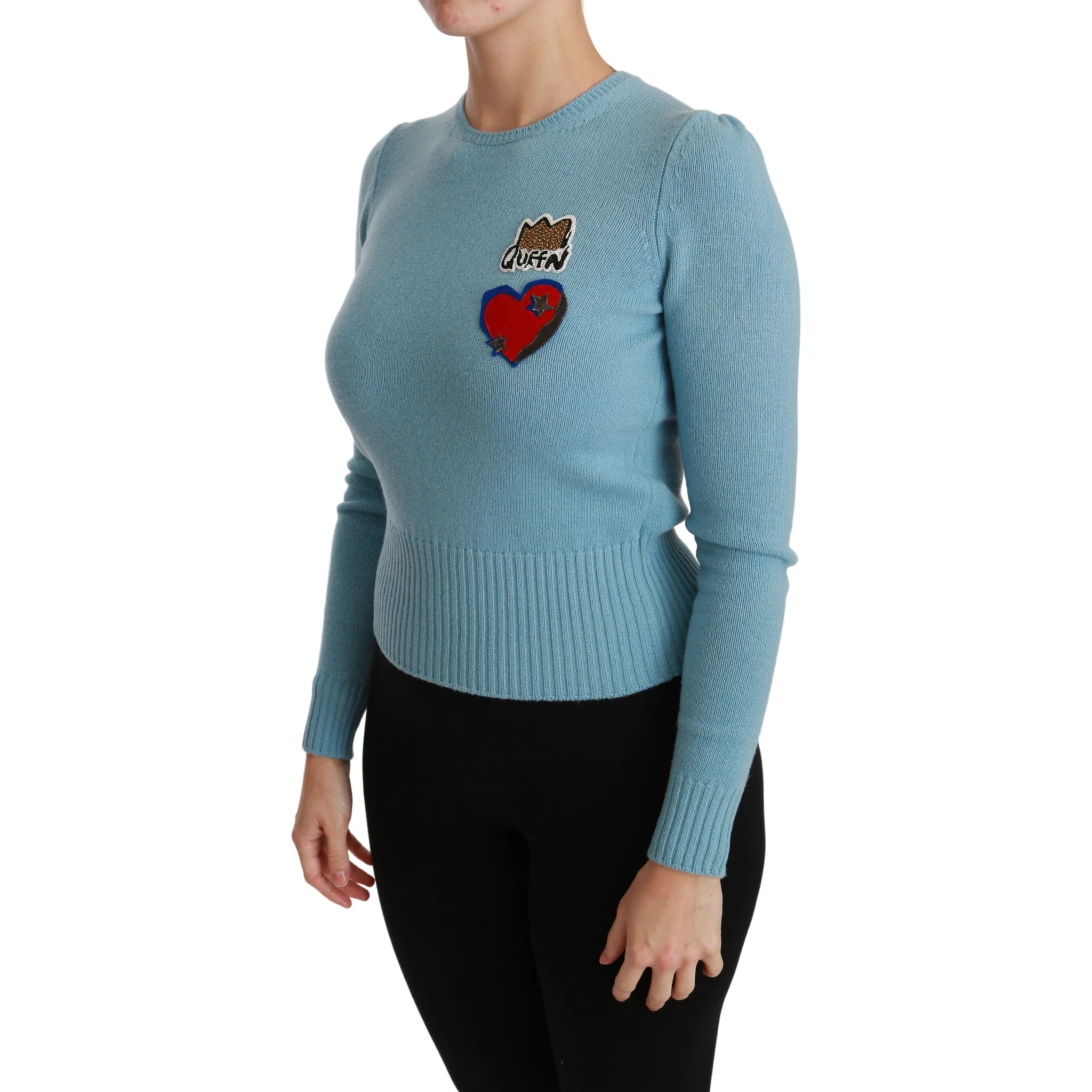 Blue Wool Queen Heart Pullover Sweater