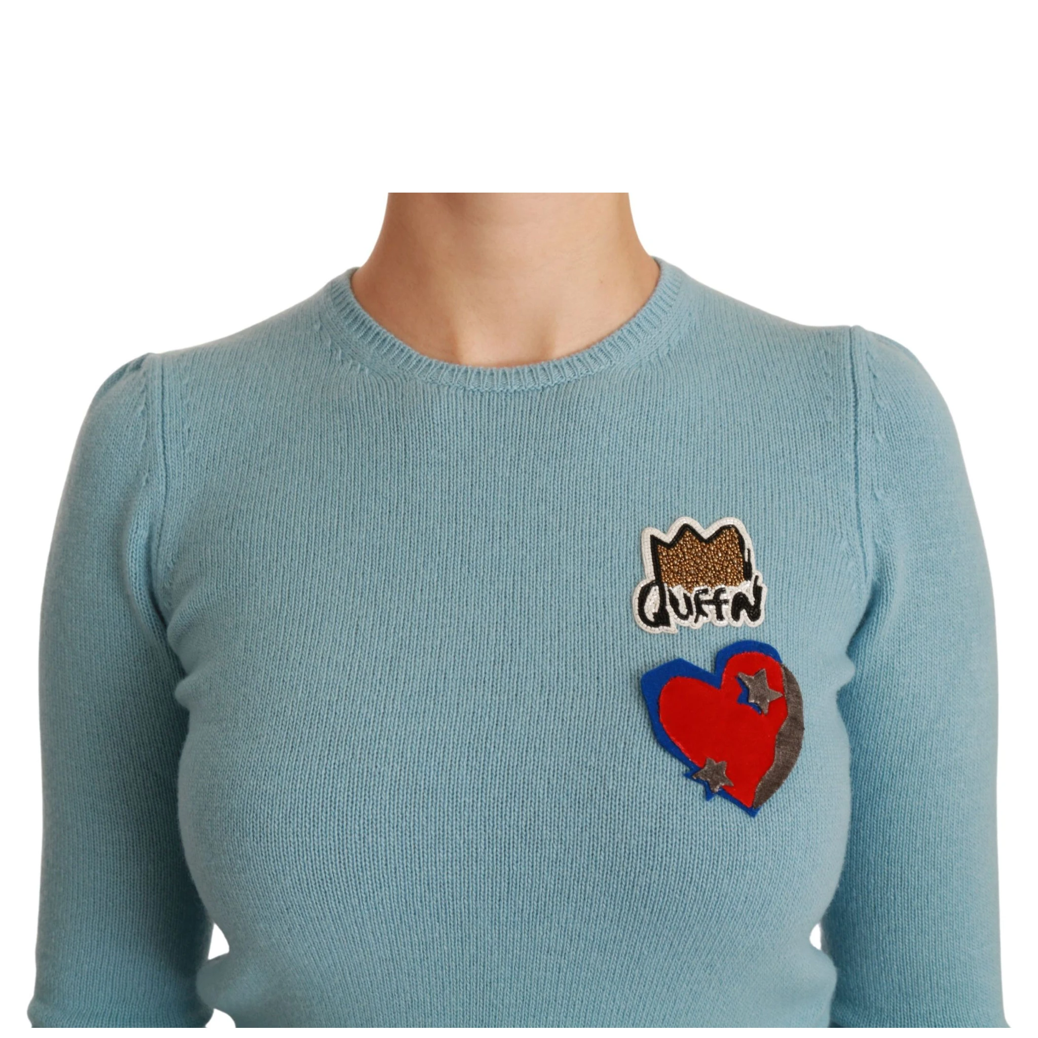 Blue Wool Queen Heart Pullover Sweater