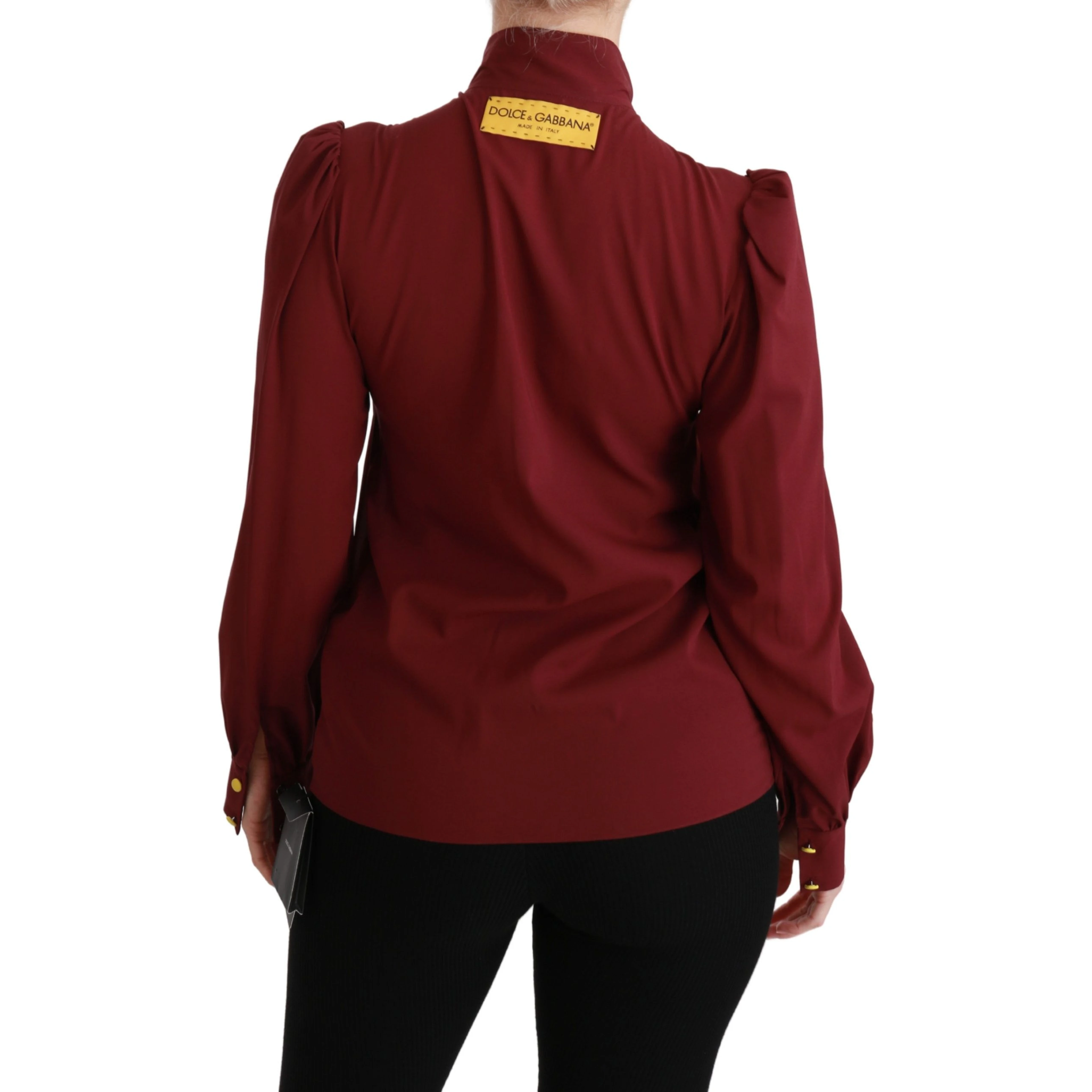 Maroon Long Sleeve Shirt Blouse Silk Top