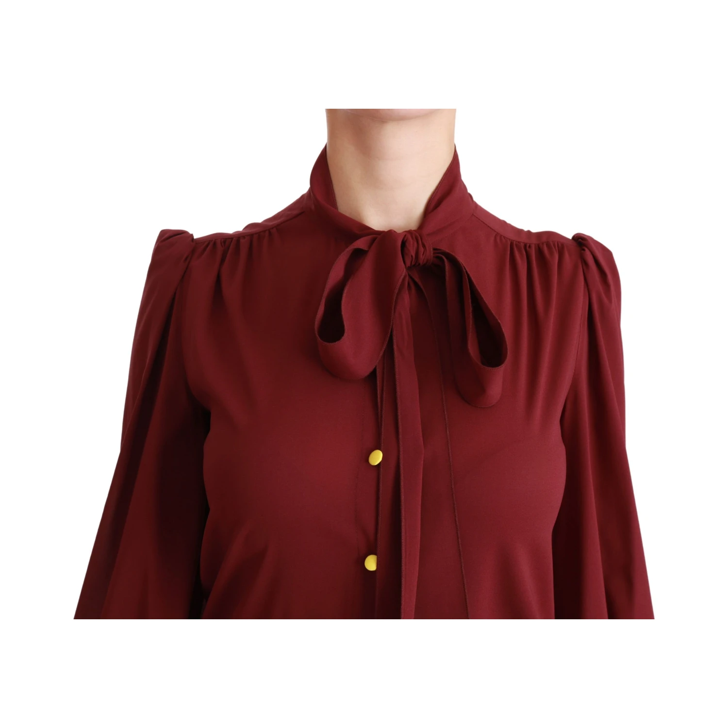 Maroon Long Sleeve Shirt Blouse Silk Top