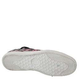 Pink Leopard Print Training Leather Flat Sneakers