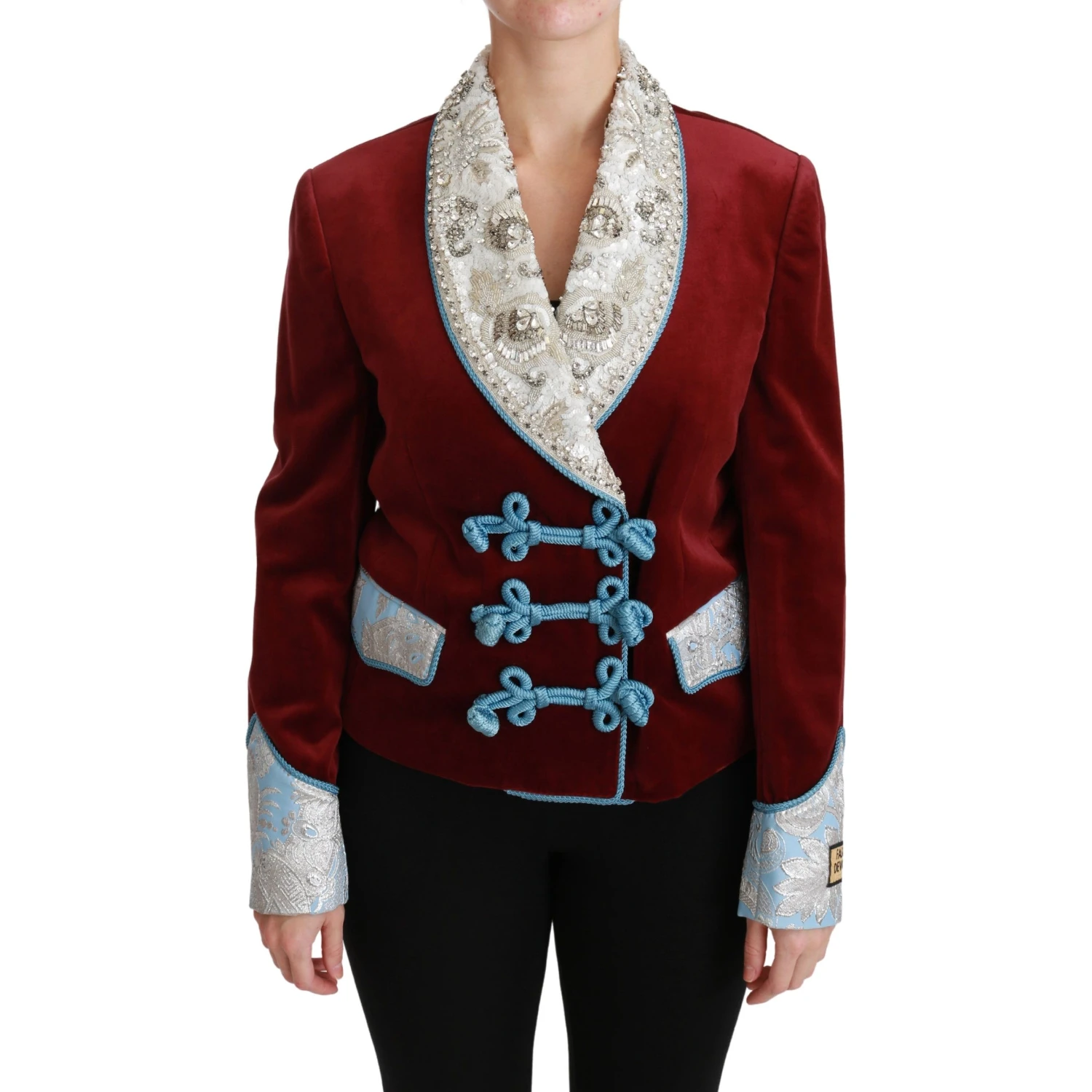 Red Velvet Baroque Crystal Blazer Jacket